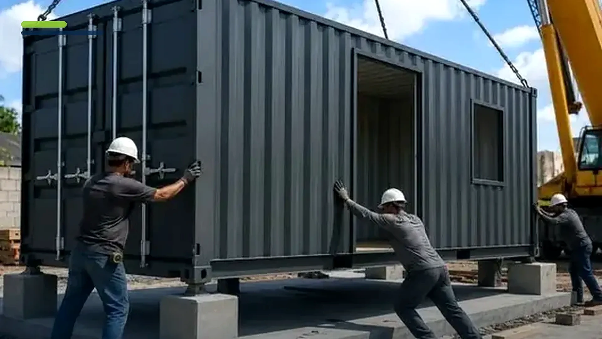 Imagem sobre fundação de construção modular em container